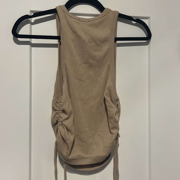 Dynamite BEIGE Cropped Drawstring Rib Tank Top Size Medium - Picture 7 of 8